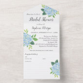 Bruiloft Recept Blauw Hydrangea All In One Uitnodiging (Binnen)