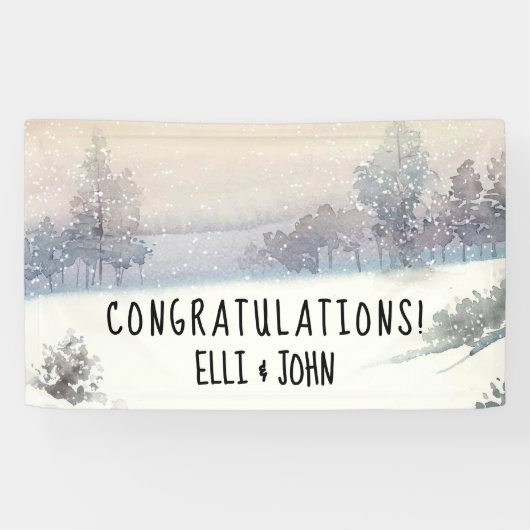 Bruiloft Receptie Banner Winter Blauw en Wit (Horizontaal)