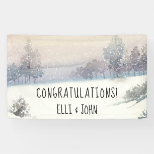 Bruiloft Receptie Banner Winter Blauw en Wit