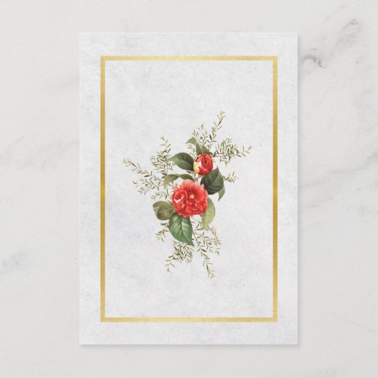 Bruiloft Receptie Bloemen Rood Goud Kerstmis Informatiekaartje (Achterkant)