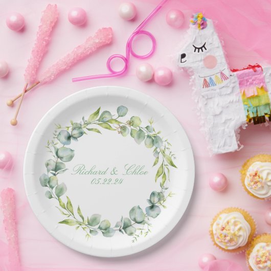 Bruiloft Receptie Papier Bord Rustiek Botanisch (Feest)