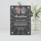 Bruiloft Reception Cards Suiker Skull Kaart (Staand voorkant)