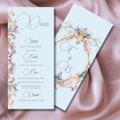 Bruiloft Regency Era Blauw Monogram Menu