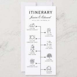 Bruiloft Reisschema Party Programma Zwart Wit Chic