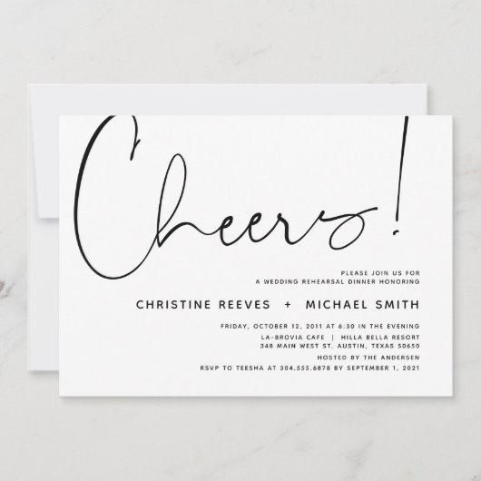 Bruiloft repetitie diner, modern minimalistisch th kaart (Voorkant)