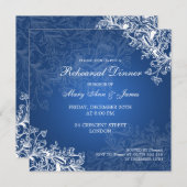 Bruiloft repetitie diner wervelt blauw kaart (Voorkant / Achterkant)