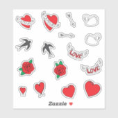 Bruiloft Retro Liefde Sticker (Vel)