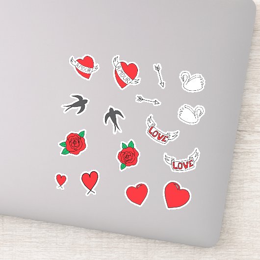 Bruiloft Retro Liefde Sticker (Detail)