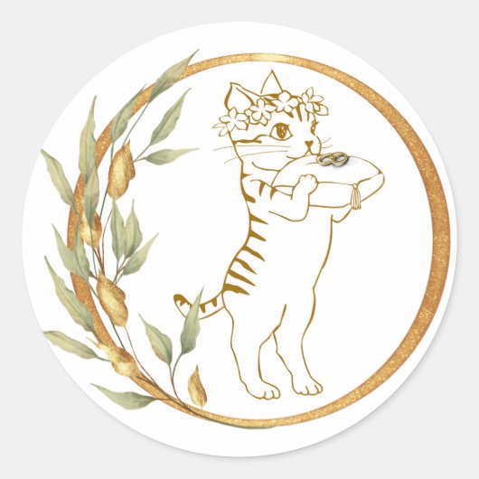 Bruiloft Ring Kat Stickers (Voorkant)