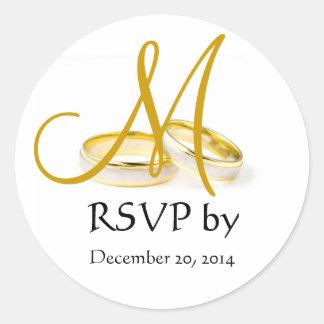 Bruiloft Ring Monogram RSVP Stickers Goud
