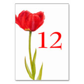 Bruiloft rode tulp bloem witte tafel nummers kaart (Voorkant)