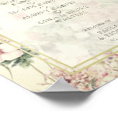 Bruiloft Romantische Herdenkingstafel Vintage Bloe Poster (Hoek)