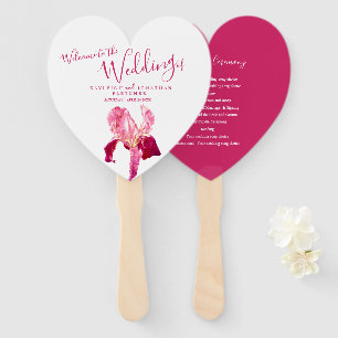 Bruiloft rood roze iris bloem kunst programma fans handwaaier