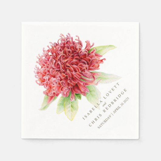 Bruiloft rood waratah papier servet (Voorkant)