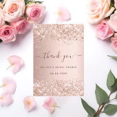 Bruiloft rose goud blozen glinstert bedankkaart