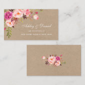 Bruiloft Roze Bloemen Kraft Registry Insert Kaart (Voorkant / Achterkant)