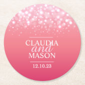 Bruiloft roze champagne papier onderzetters (Voorkant)