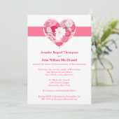 Bruiloft | Roze en wit | Floral | Hart Kaart (Staand voorkant)