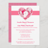 Bruiloft | Roze en wit | Floral | Hart Kaart (Voorkant / Achterkant)