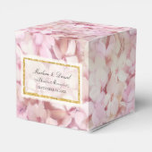 Bruiloft  Roze Faux Gold Hydrangea Bloemenkunst Bedankdoosjes (Achterkant)