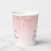 Bruiloft Roze Glitters Papieren Bekers (Links)