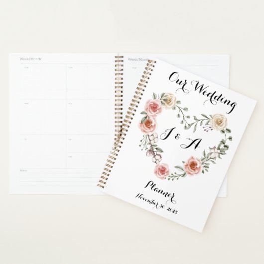 Bruiloft Roze Ivoor Rozen Organizer Planner (Display)