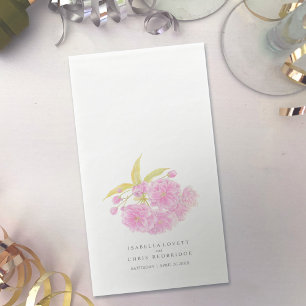 Bruiloft roze kersenbloesem waterverf kunst servet