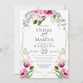 BRUILOFT | Roze papavers en olijven Kaart (Voorkant)
