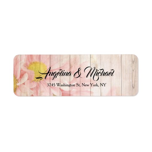 Bruiloft roze professionele klassieke bloemen etiket (Voorkant)