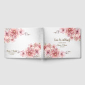 Bruiloft Roze Waterverf Bloem Glanzende Glitter Gastenboek (Volledig)