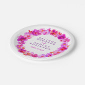 Bruiloft roze waterverf krans op maat papier bord (Gekanteld)