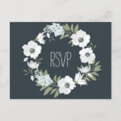 Bruiloft RSVP-ansichtkaart met witte krans Uitnodiging Briefkaart (Voorkant)