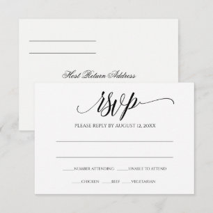 Bruiloft RSVP-antwoordkaart Luxe kalligrafie (Zw Kaart