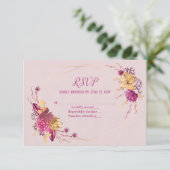 bruiloft RSVP bloemboeket met goudlijst (Staand voorkant)