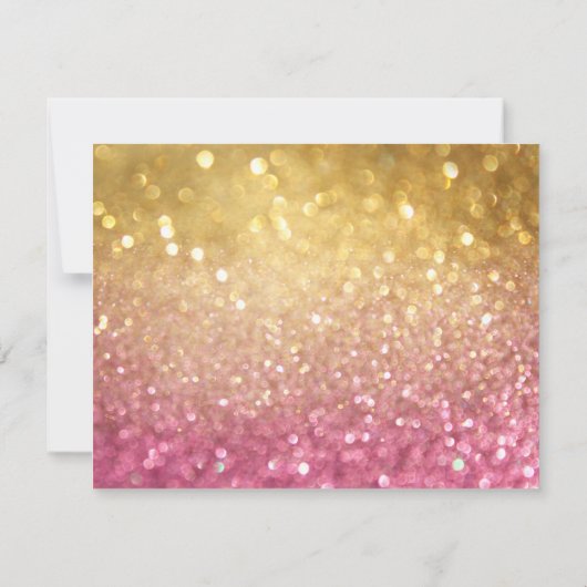 Bruiloft RSVP Bokeh Film Ticket Stijl Goud Roze (Achterkant)