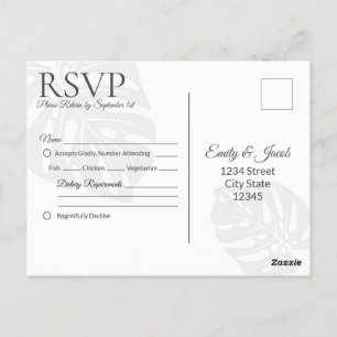 Bruiloft RSVP Briefkaart, Palm Leaf Tropical Beach Briefkaart