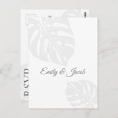 Bruiloft RSVP Briefkaart, Palm Leaf Tropical Beach Briefkaart (Voorkant / Achterkant)