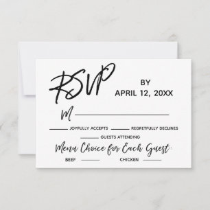 Bruiloft RSVP Casual handschrift met menu keuzes