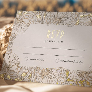 Bruiloft RSVP invoegen Victoriaans Pimpernel Folie Uitnodiging Briefkaart