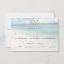 Bruiloft RSVP kaart aan de oceaan