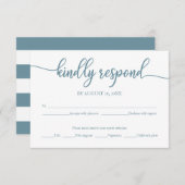 Bruiloft RSVP Kaart Dusty Blue Kalligrafie (Voorkant / Achterkant)