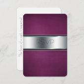 Bruiloft RSVP Kaart, Elegant Bourgondië en Silver (Voorkant / Achterkant)