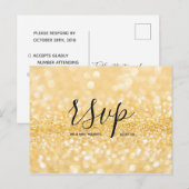 Bruiloft RSVP kaart | Gouden Glitter Script Briefk (Voorkant / Achterkant)