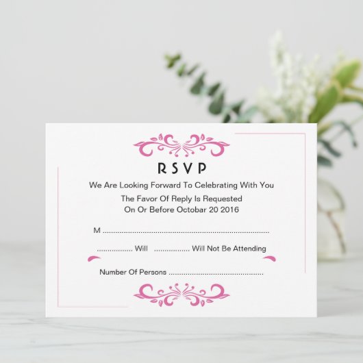 Bruiloft RSVP kaart met bloemen (Staand voorkant)