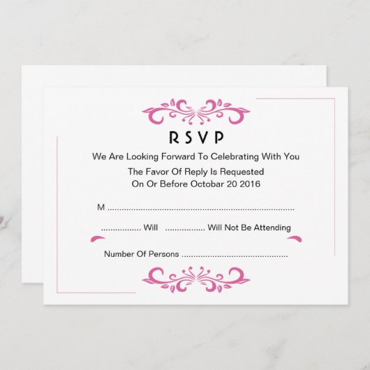 Bruiloft RSVP kaart met bloemen (Voorkant / Achterkant)