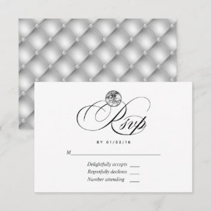 Bruiloft RSVP kaart met diamant