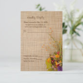 Bruiloft RSVP kaart met herfstbloemen in rustieke (Staand voorkant)