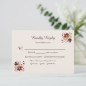 Bruiloft RSVP kaart met herfstthema en esdoornblad (Staand voorkant)