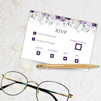 Bruiloft RSVP kaart met levendige bloemen