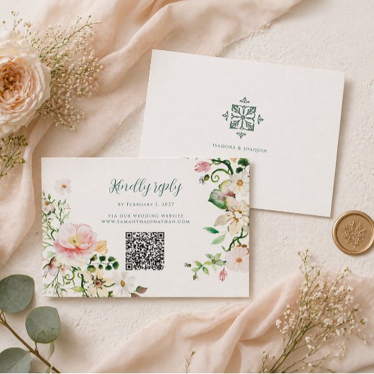 Bruiloft RSVP kaart met QR-code